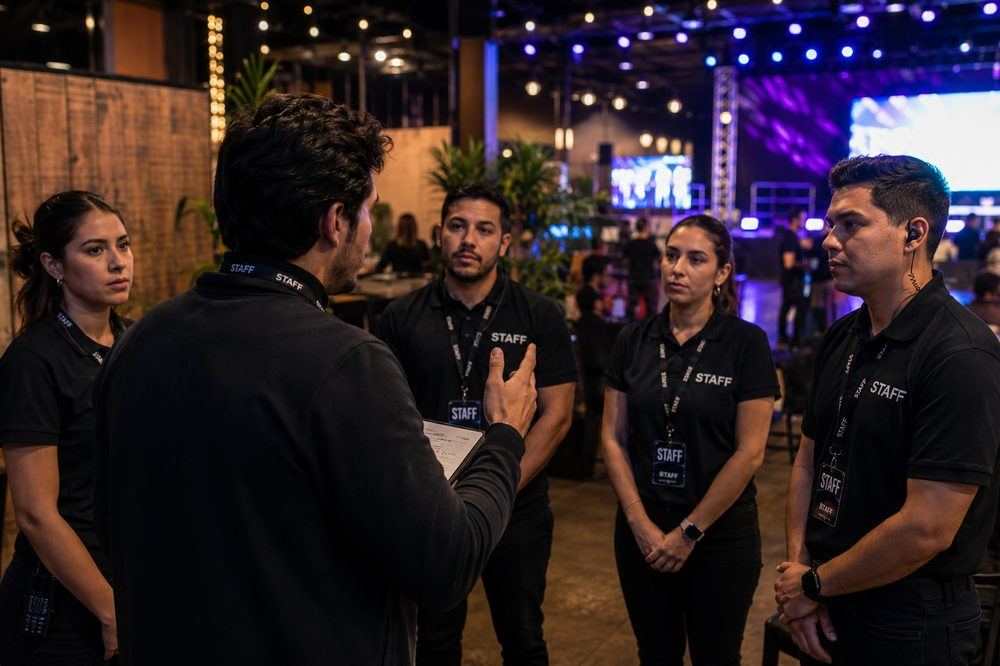 Coordinación de staff en un evento en vivo